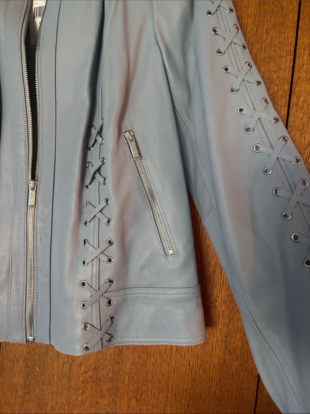 Neiman Marcus ‘Cloud’ Leather Lace-Up Moto Jacket — image 8 of 8